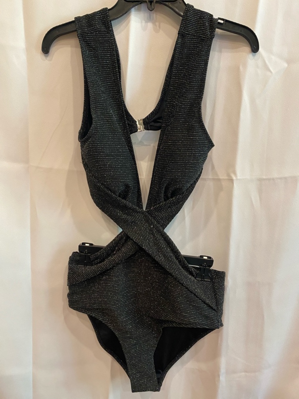 Cupshe Black Sparkle Crisscross One-Piece